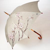 西陣手描き日傘(麻）櫻