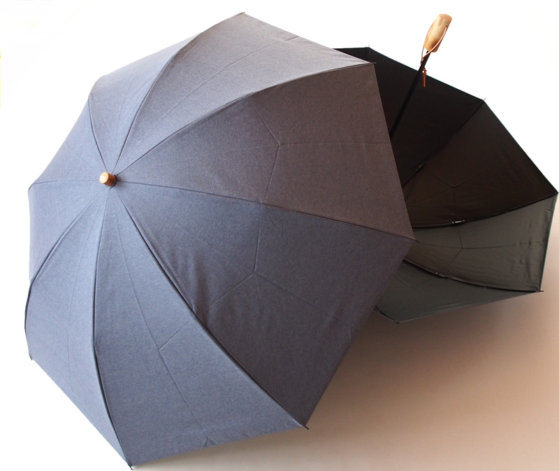 完全遮光 HEAT-BLOCK クエスト（マッケンジー・ブルー）晴雨兼用折畳紳士日傘