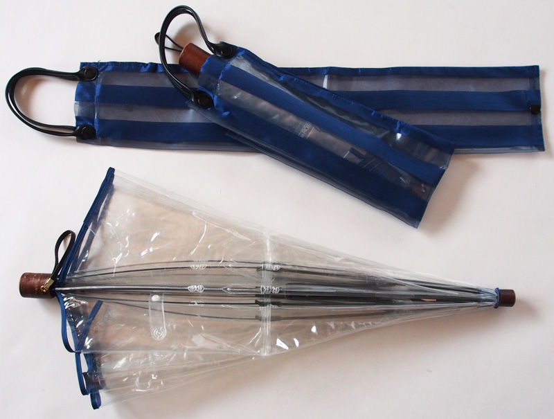 ホワイトローズ　アメマチ(AmeMachi)　二段折り畳み透明ビニール傘【ネイビー】
