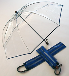 ホワイトローズ　アメマチ(AmeMachi)　二段折畳み透明ビニール傘【ネイビー】