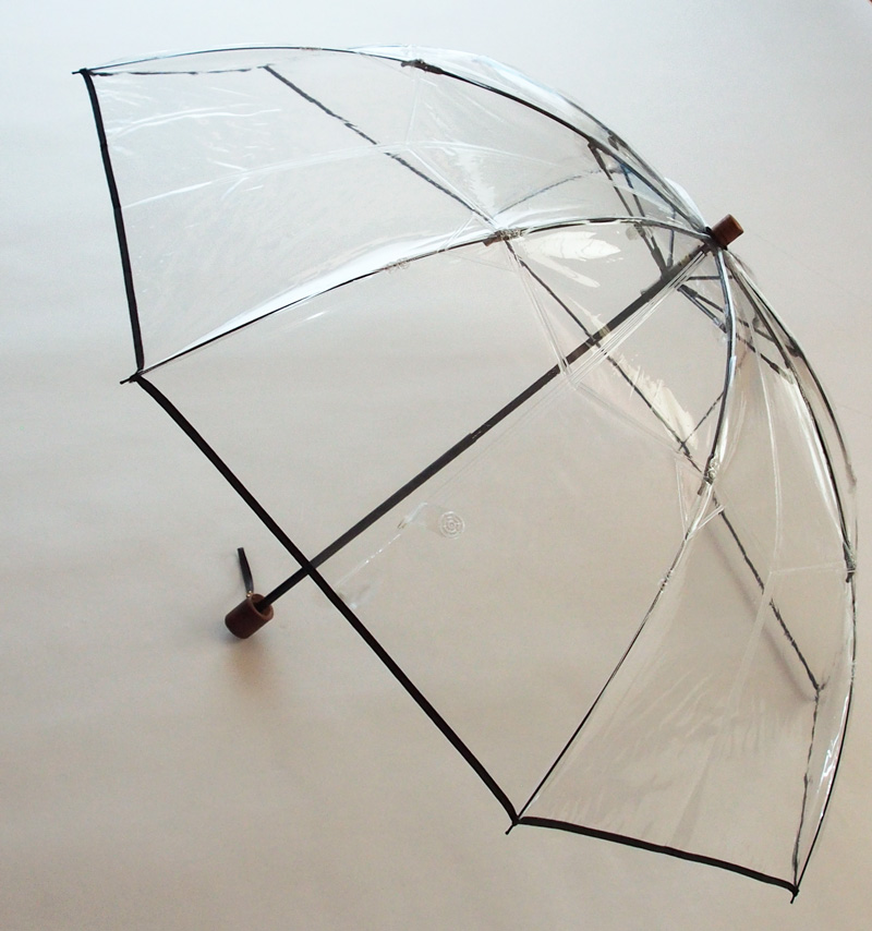 ホワイトローズ　アメマチ(AmeMachi)　二段折畳み透明ビニール傘【ブラック】