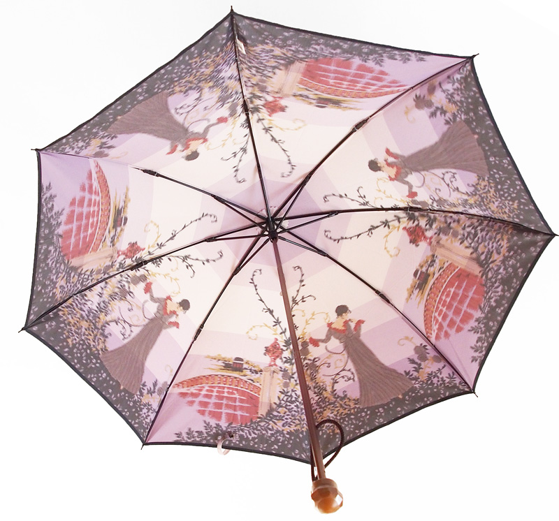 【折畳】モンブランヤマグチ 晴雨兼用ほぐし織り ボーダーフラワーガール（パープル）