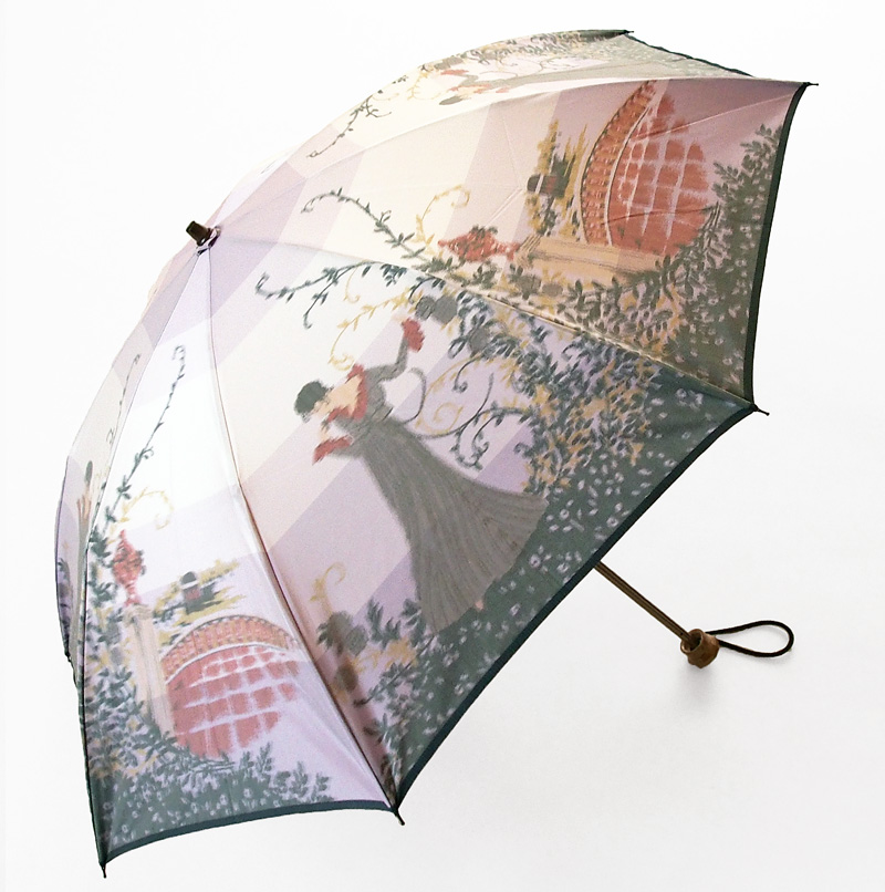 【折畳】モンブランヤマグチ 晴雨兼用ほぐし織り ボーダーフラワーガール（パープル）