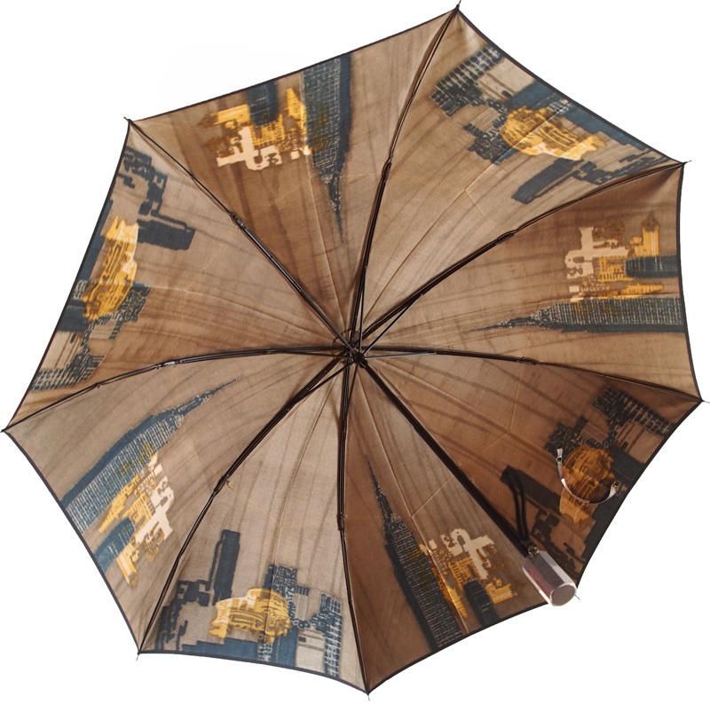 【折畳】モンブランヤマグチ ほぐし織り紳士雨傘  摩天楼の午後(ブラック)